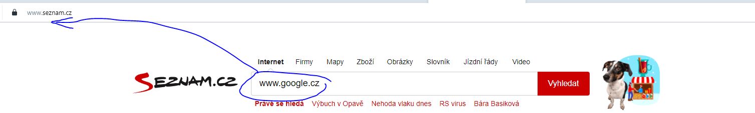 Vyhledávání google.cz na Seznamu
